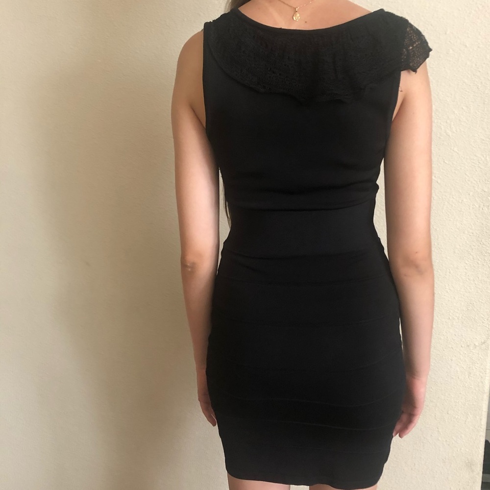 BEBE Y2K V-Neck Bandage mesh Ruffle Dress - Picture 4 of 12